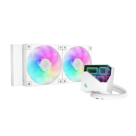 DeepCool LT240 WH 240mm ARGB Liquid CPU Cooler (White), Dual 120mm FD12 PWM Fans, Anti-Leak Tech, Infinity-Mirror Pump Cap, Intel & AMD Socket Support