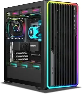 Ant Esports Mesh X 360 Mid-Tower Computer Case/Gaming Cabinet - Black | Pre-Installed 4 ARGB Fans
