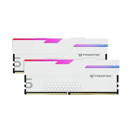 Acer Predator Hermes RGB 48GB (24GBx2) DDR5 RAM 7200MHz CL36 288-Pin Desktop Memory - White