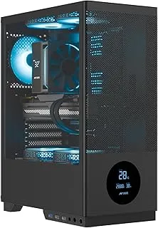 Ant Esports X2 LCD Mid-Tower Computer Case/Gaming Cabinet - Black | Support ATX, M-ATX, M-ITX | Pre-Installed 3 ARGB Fans