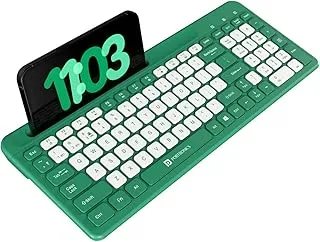 Portronics Bubble Square Wireless Keyboard with Bluetooth + 2.4 GHz USB Receiver (Dual Connectivity), Pair 3 Devices Max, Multimedia Hotkeys, for Laptop, PC, Smartphone, Tablet (Green)