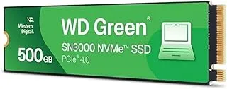 Western Digital 500GB WD Green SN3000 NVMe Internal SSD - Solid State Drive - Gen4 PCIe, M.2 2280, Up to 5,000 MB/s - WDS500G4G0E