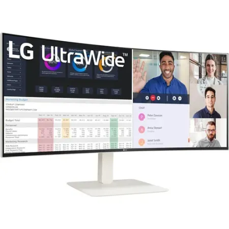 LG 38WR85QC-W 38 inch Curved UltraWide WQHD Nano IPS VESADisplayHDR 600 144Hz 1ms USB Type-C 90W Computer Monitor NVIDIA G-SYNC AMD FreeSync Premium Pro HDMI DisplayPort Tilt/Height/Swivel Stand White