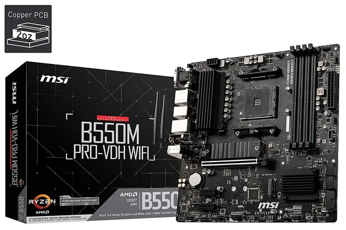 MSI B550M PRO-VDH WiFi DDR4 AMD AM4 M-ATX PCIe 4.0 Gaming Motherboard