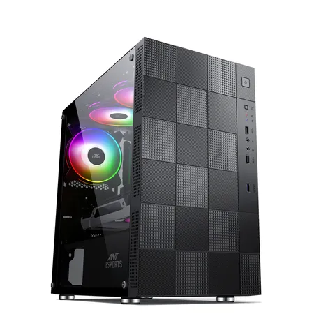Ant Esports Elite 1000 TG Mid Tower Cabinet With Tempered Glass - Black