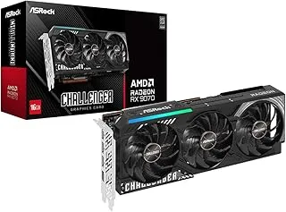 ASRock AMD Radeon RX 9070 Challenger 16GB 2520 MHz 20 Gbps GDDR6 256Bit GPU RT+AI Accelerators PCIe5.0 2x8-pin Triple Fan 700W Graphics Card 0DB Silent Cooling DisplayPort2.1a HDMI2.1b LED Indicator