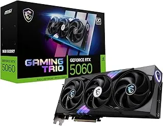 MSI GeForce RTX 5060 8G Gaming Trio OC Graphic Card - NVIDIA GeForce RTX 5060 GPU, 8GB GDDR7 128-bit Memory, 28 Gbps, PCI Express Gen 5 x16 Interface, Upto 2625 MHz, STORMFORCE Fan