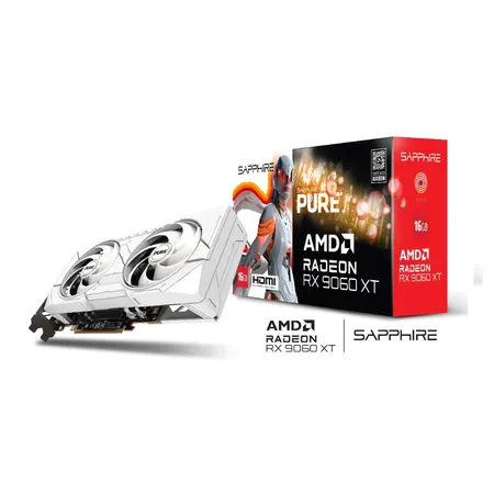 SAPPHIRE Radeon Pure RX 9060 XT OC White 16GB AMD Graphic Card
