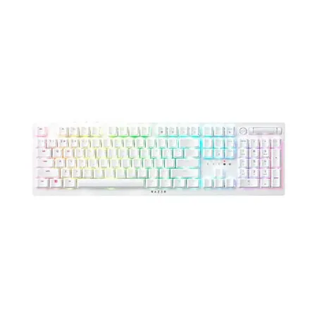 Razer DeathStalker V2 Pro Wireless Gaming Keyboard Low-Profile Clicky Optical Purple Switches (White) (RZ03-04363500-R3M1)