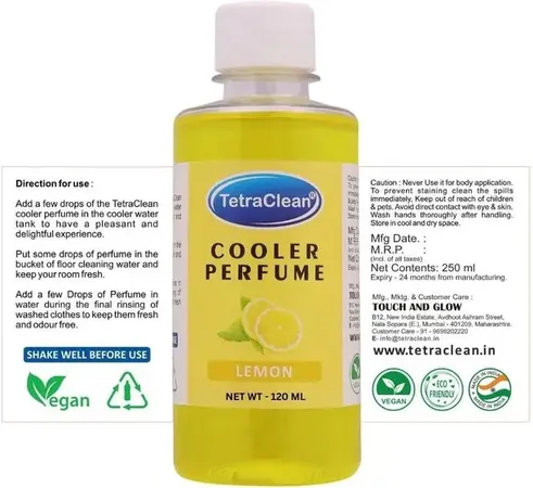 TetraClean Lemon Long-Lasting Fragrance for Coolers, Floors & Laundry | Vegan, Eco-Friendly Refill Cooler Perfume