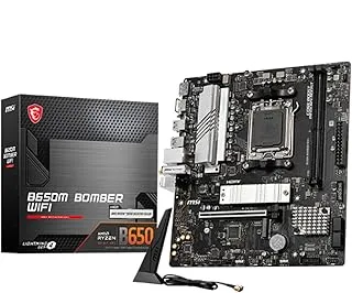MSI B650M Bomber WiFi Motherboard, Micro-ATX - AMD Ryzen 9000/8000/ 7000 Series Desktop Processors, Socket AM5 - DDR5 Memory Boost 7800+ MT/s (OC), PCIe 4.0 x16 Slot, M.2 Gen4 Slot