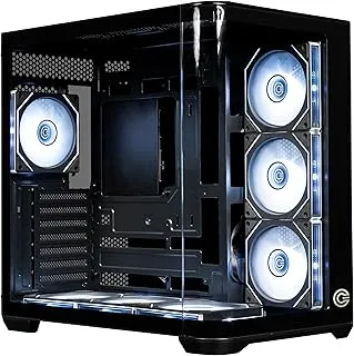 Circle Lucid Curve AX BTF Mid Tower | Gaming Cabinet - Black | Panoramic Curved Glass | Support ATX, M-ATX, ITX | Pre Installed 3X Front, 3X Bottom, 1X 120MM Infinity Mirror Fans