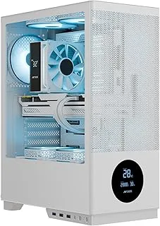 Ant Esports X2 LCD Mid-Tower Computer Case/Gaming Cabinet - White | Support ATX, M-ATX, M-ITX | Pre-Installed 3 ARGB Fans