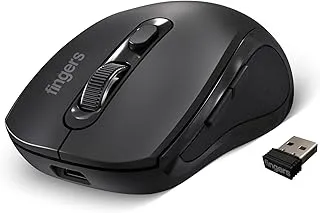 FINGERS SwiftCharge 2.4 GHz Wireless Mouse with Rechargeable Battery for PCs & Laptops – 1600 DPI, 5 Quick Buttons, 25 Days Long Battery Backup, Ambidextrous Design (Black)