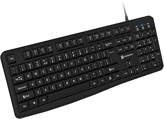 Portronics Ki-Pad 4 USB Wired Keyboard with Fn Multimedia Hotkeys, Full-Size Layout with Num Pad, Ergonomic Design, 1.5m USB Cable, for Laptop, PC, Mac (Black)