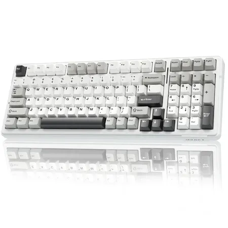 AULA F99 96% Wireless Membrane Gaming Keyboard ( Graywood Switch ) ( Gray / White ) ( F99GrWW )