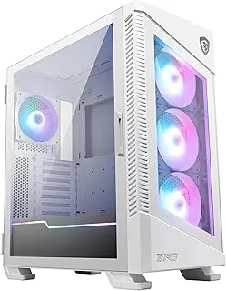 MSI MPG Velox 100R White Premium Gaming PC Cabinet: ARGB Lighting, Vertical GPU Bracket, Side Air Vents, 360mm Radiator Support, Type-C, Tempered Glass Swinging Window, Supports Up to 7 Fans
