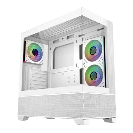 Cooler Master Elite 690 Wood ARGB Mid‑Tower Case with with Real Wood Front - White