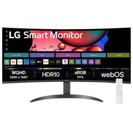 LG 34SR60QC-W 34 Inch 2K QHD 100Hz VA Panel 99% SRGB 5MS Curved AMD Freesync Smart Monitor