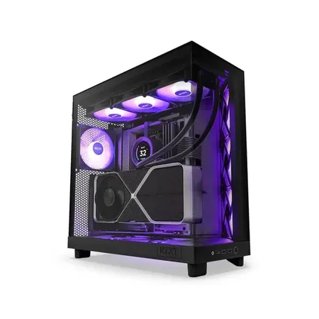 NZXT H6 Flow RGB Compact Dual-Chamber Mid-Tower Airflow Case with RGB Fans Black (CC-H61FB-R1)