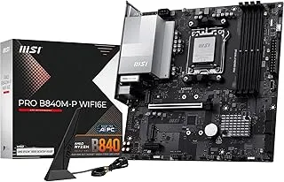 MSI PRO B840M-P WIFI6E Motherboard, mATX - Supports AMD Ryzen 9000/8000 / 7000 Processors, AM5 - DDR5 Memory Boost (8000+ MT/s OC), PCIe 4.0 x16, M.2 Gen4, Wi-Fi 6E, 2.5G LAN