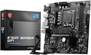 MSI B760M Bomber WiFi Motherboard, Micro-ATX - Supports 14th/13th/12th Gen Intel Core Processors, LGA 1700 - DDR5 Memory Boost 6400MHz/MAX, PCIe 4.0 x16 Slot, M.2 Gen4 Slot