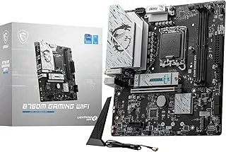 MSI B760M Gaming WiFi Motherboard, mATX - Supports Intel 14th, 13th & 12th Gen Core Processors, LGA 1700 - DDR5 Memory Boost 8000+MHz/OC, 1 x PCIe 4.0 x16, 2 x M.2 Gen4, 2.5G LAN, Wi-Fi 6E