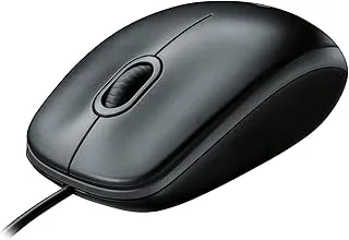 Logitech B100 Wired USB Mouse, 3 yr Warranty, 800 DPI Optical Tracking, Ambidextrous PC/Mac/Laptop - Black