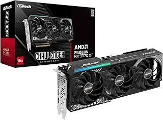 ASRock Radeon RX 9070 XT Challenger 16GB OC Graphics Card - AMD RDNA 4 Architecture, 2970 MHz Boost Clock, 16GB GDDR6, PCIe 5.0, DisplayPort 2.1a, HDMI 2.1b, Triple Fan Cooling 800W