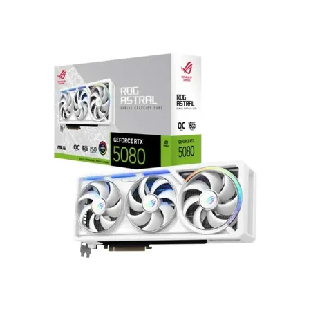 ASUS ROG Astral GeForce RTX 5080 16GB GDDR7 White OC Edition Triple Fan Graphics Card