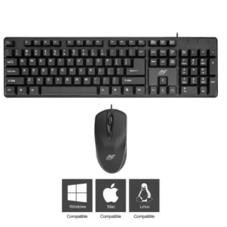 Ant Value FKBRI02 Spill-Resistant, Silent Keys, DPI Wired Mouse & Keyboard Combo (Black)