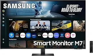 Samsung 43"(1.08m) 4K M7 Vision AI Smart Monitor | UHD 3840 x 2160 | Smart TV Experience with AI Picture & Sound|Type-C|Apple AirPlay|Gaming Bar|Remote|Speakers|Wi-Fi|Bluetooth|LS43FM700UWXXL|Black
