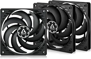 ARCTIC P12 Slim PWM PST (3 Pack) - PC Fans, 120mm Case Fan with PWM Sharing Technology (PST), Pressure-optimised, Quiet Motor, Computer, Extra Slim, 300–2100 RPM - Black