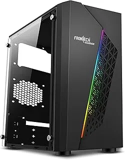 Frontech Warrior Gaming Computer Cabinet | Mid-Tower PC Case | Acrylic Side Panel | Front LED Strips | 1 Pre-Installed RGB Fan | USB 3.0 | ATX & M-ATX Support (FT-4345)