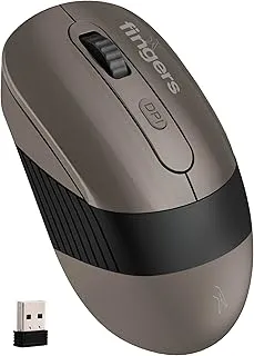 FINGERS AeroGrip Plus Wireless Mouse - 3-in-1 (USB Receiver + Bluetooth + Rechargeable), Adjustable DPI, Anti-Slip Grip, Ambidextrous Design, Works on Most Surfaces - Ash Brown