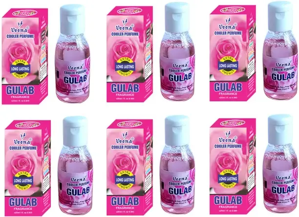 Veena Gulab Cooler Perfume | Alcohol Free | Cooler Attar 6 pcs Perfume Diffuser Cooler Perfume 25 ml
