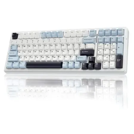 AULA F99 3 in 1 Hot Swappable RGB Gasket Wireless Mechanical Keyboard (Gray+White, Gray wood Switch)