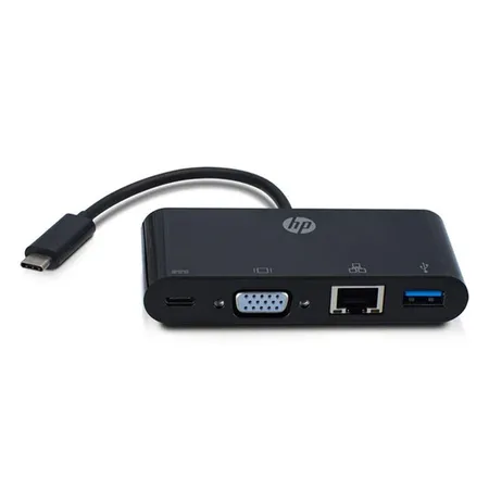 HP USB-C to USB-C VGA USB 3.0 and Gigabit Ethernet Multi Port Hub (5NA85PA)