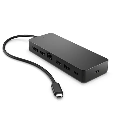 HP Universal USB-C Multiport Hub, HDMI Port, RJ45 Ethernet Port, DisplayPort 1.2 Ports, 4K Dual Outputs, USB-A, 3.2 Ports, USB-C Passthrough