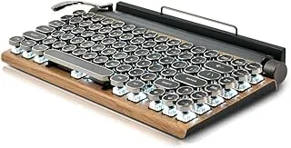 7KEYS Typewriter Keyboard Wireless Retro Style, Vintage Classical Mechanical Keyboard with Bluetooth for IPAD PC/Laptop Mac/Phone (Wood)