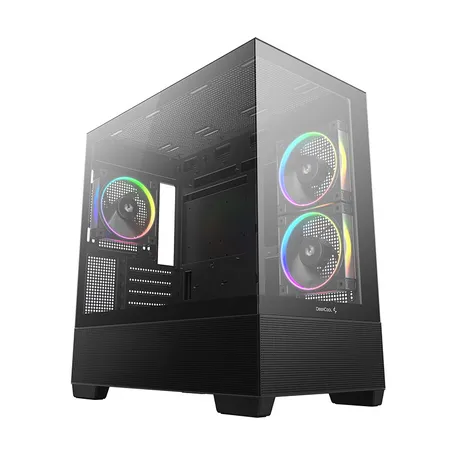 DeepCool CG380 3F Panoramic Dual‑Tempered Glass Micro‑ATX Computer Case - Black