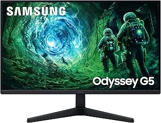 Samsung 27" Odyssey G5 Fast IPS Gaming Monitor|QHD 2560 x 1440|180 Hz|1ms|300nits|HDR10|AMD FreeSync|G-Sync|Ports-DP,HDMI,Headphone|Height-Tilt-Swivel-Pivot Adjustable Stand|LS27FG502EWXXL|Black