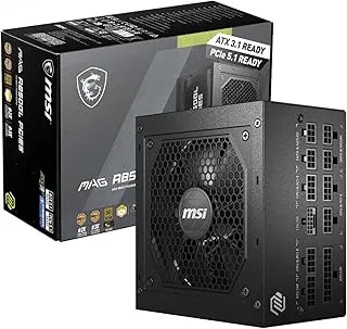 MSI MAG A850GL PCIE5 Power Supply Unit, 850W, 80 Plus Gold, Fully Modular, ATX 3.1, PCIe 5.1 GPU Support, 120mm FDB Fan, Full-Bridge LLC, Flat Black Cables - 7 Year Warranty