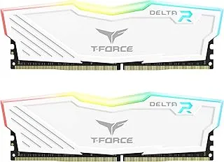 TeamGroup T-Force Delta RGB 2x8GB 3200MHz (3200MT/s) CL16 White, 16GB DDR4 RAM Kit, Desktop Gaming Memory, Metal Heatsink, ARGB Sync, XMP 2.0, for Intel/AMD CPU, High Performance Low Latency Module