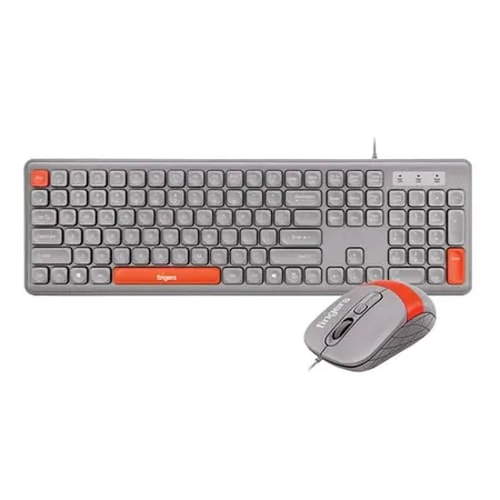 Fingers Velvet Combo C4 Rangeela Series Pearl Grey and Orange Keyboard and Mouse