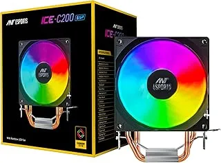 Ant Esports ICE-C200 V2 CPU Cooler/CPU Fan with Rainbow LED Fan | Support - Intel : LGA1700 / 115X / 1200/1366 x 775 & AMD : AM5, AM4, AM3+, AM3, AM2+, FM2, FM1