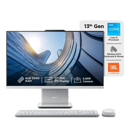 LENOVO IDEACENTRE AIO 13TH GEN CORE I3-1315U 27 INCH FHD IPS (8GB RAM/512GB SSD/WINDOWS11/MS OFFICE 2021/3WX2 HARMAN SPEAKERS/ALEXA BUILT-IN/WIRELESS KEYBOARD & MOUSE, GREY), F0HM00G4IN ALL-IN-ONE DESKTOP