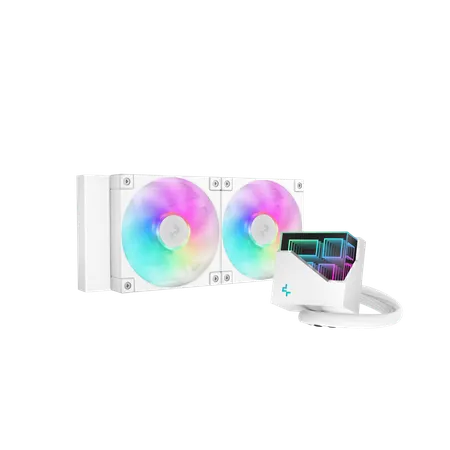 DeepCool LT240 WH 240mm ARGB Liquid CPU Cooler (White), Dual 120mm FD12 PWM Fans, Anti-Leak Tech, Infinity-Mirror Pump Cap, Intel & AMD Socket Support