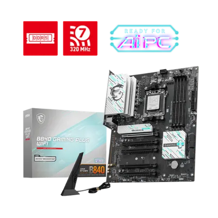 MSI B840 Gaming Plus WiFi DDR5 AMD AM5 ATX WiFi 7 PCIe 4.0 Gaming Motherboard