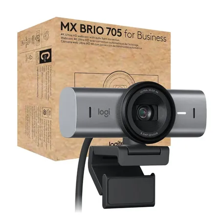 Logitech MX Brio 705 for Business 4K Webcam – AI Image Enhancement, 60fps, Privacy Shutter, USB-C
